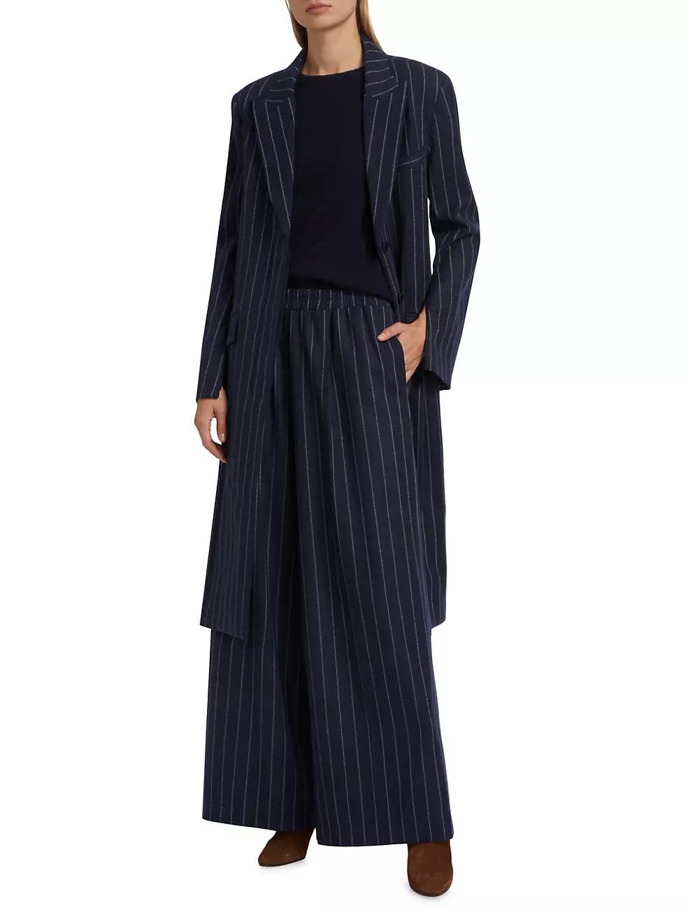 Cash Pinstriped Stretch-Wool Coat Product Image