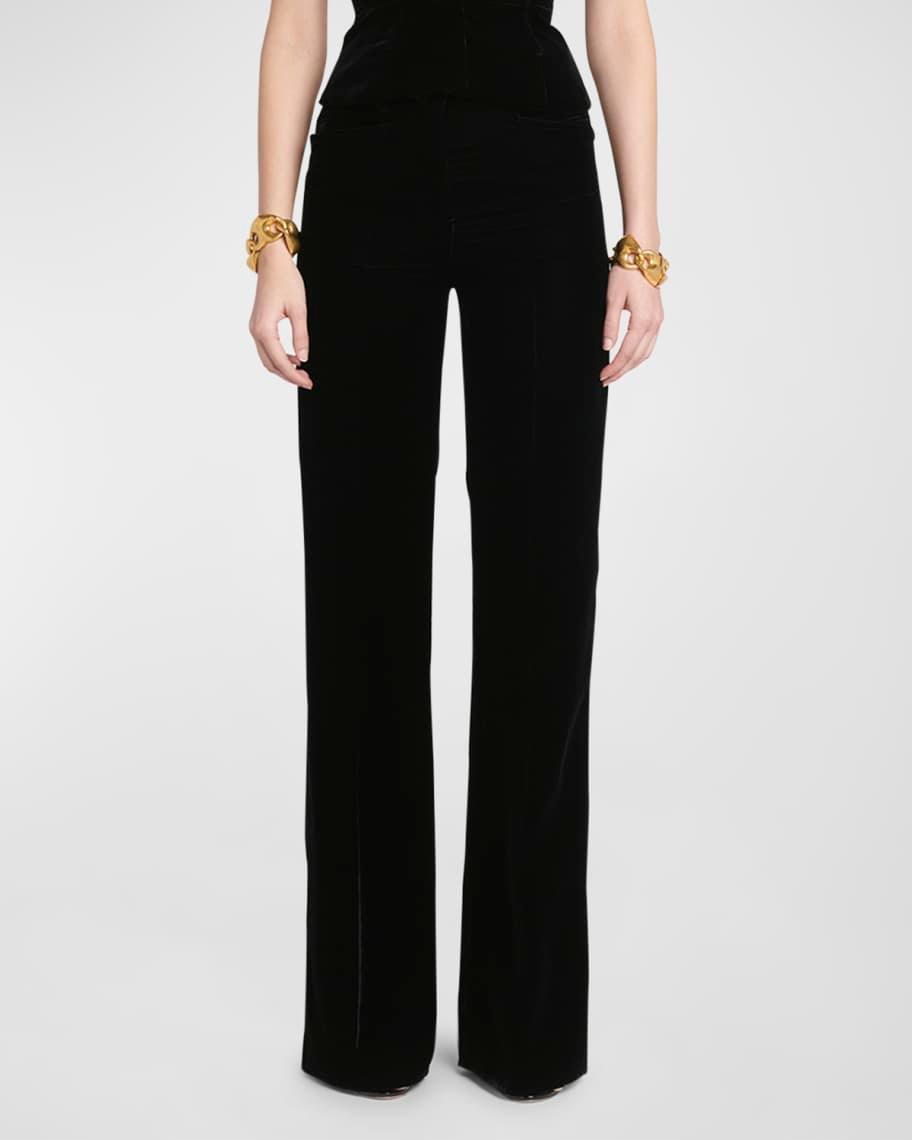 Mid-Rise Viscose Velvet Bootcut Pants Product Image