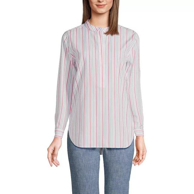 Womens Lands End No Iron Long Sleeve Banded Collar Popover Shirt Product Image