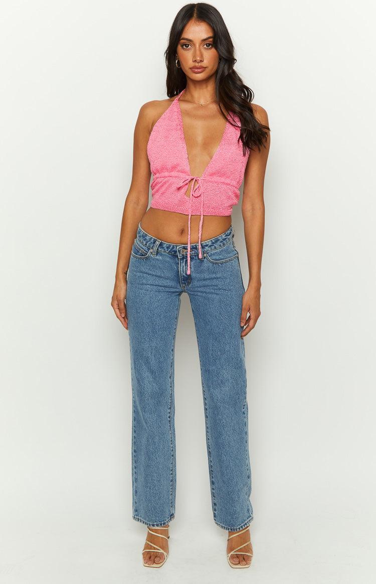 Otto Pink Knit Crop Top Product Image