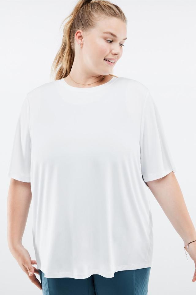 Fabletics Blake Short-Sleeve Long Tee Womens white plus Size 4X Product Image