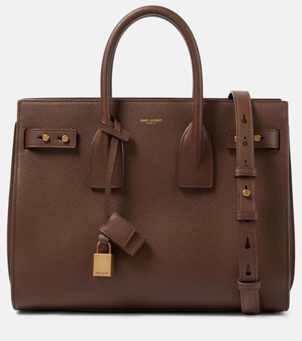 Sac De Jour Small Leather Tote Bag In Brown Product Image