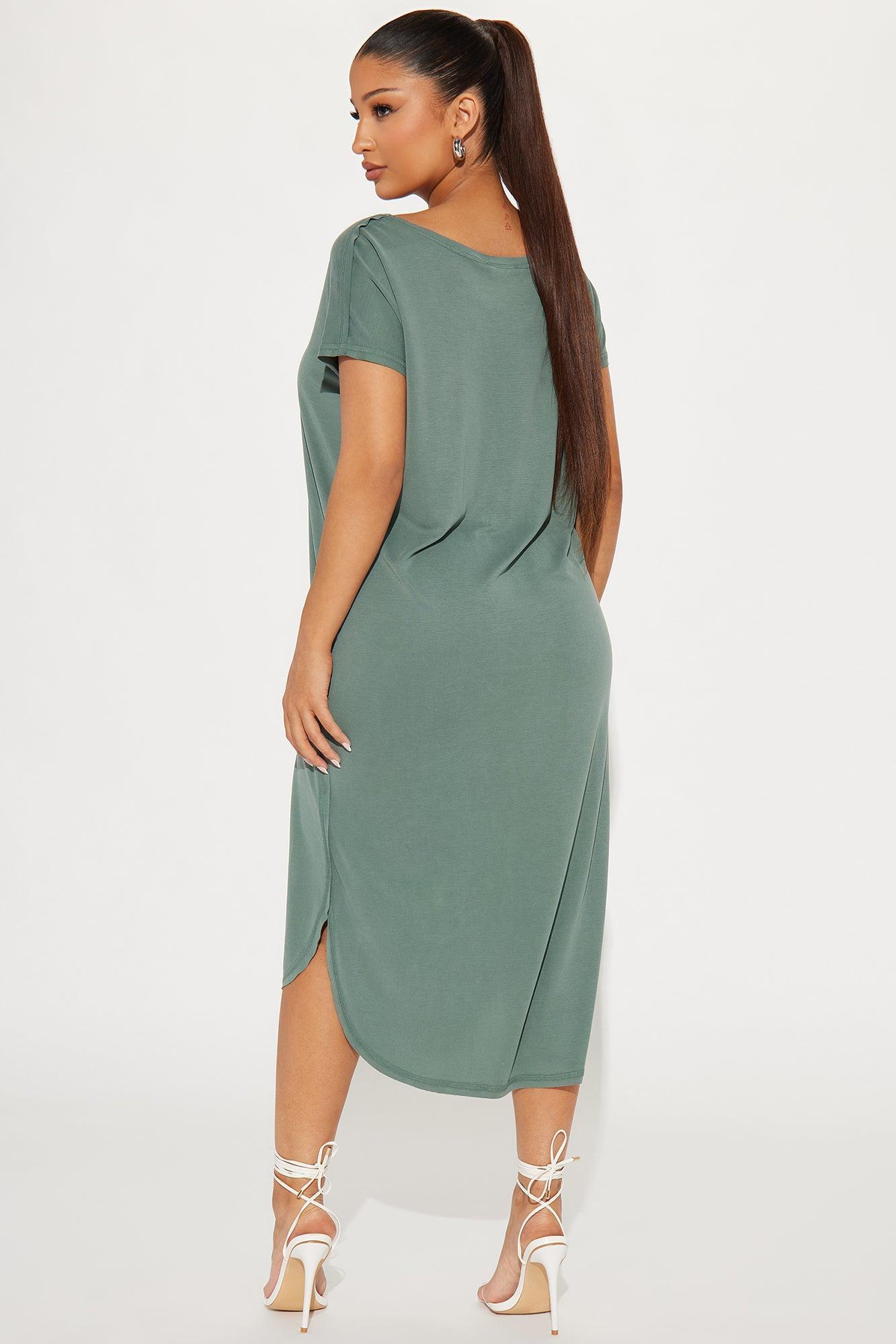 Melody T-Shirt Midi Dress - Green Product Image