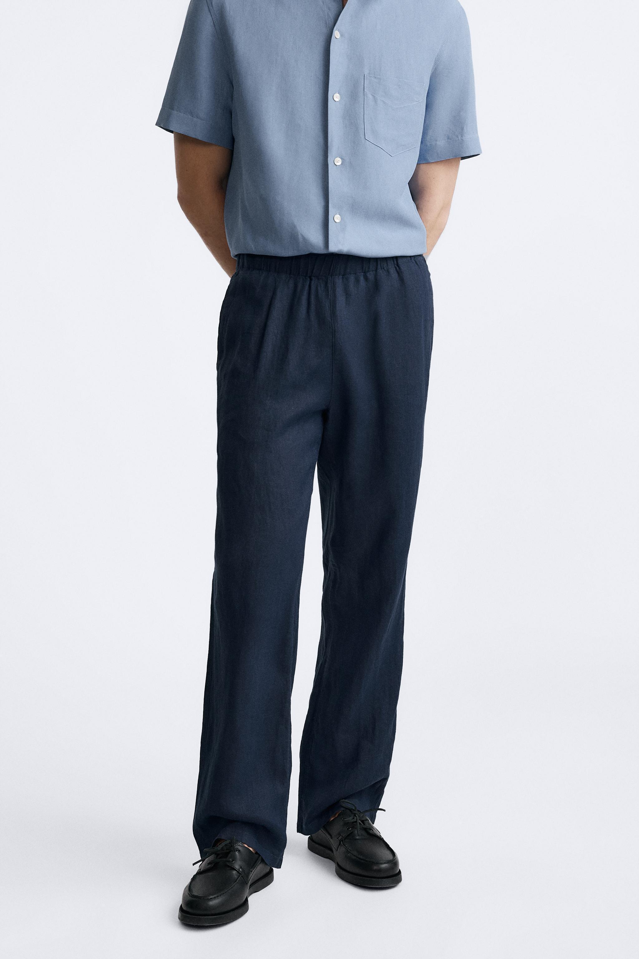 100% LINEN JOGGER WAIST PANTS Product Image