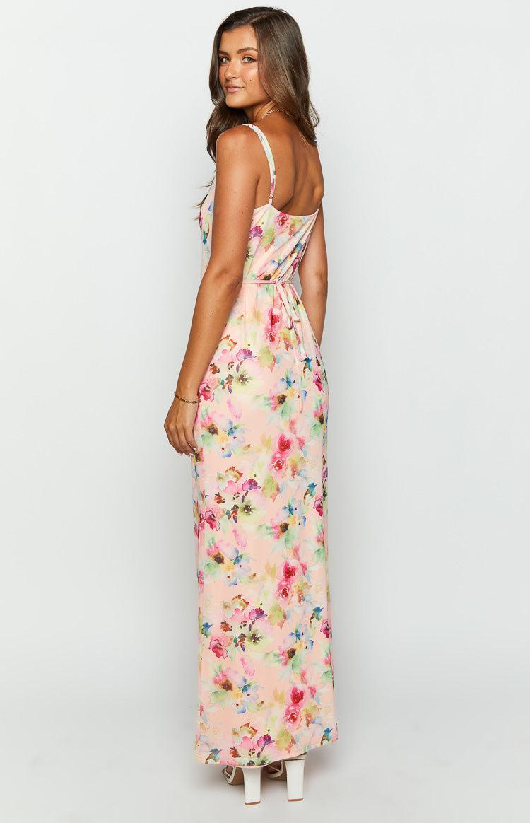 Aster Pink Floral Mesh Maxi Dress Product Image