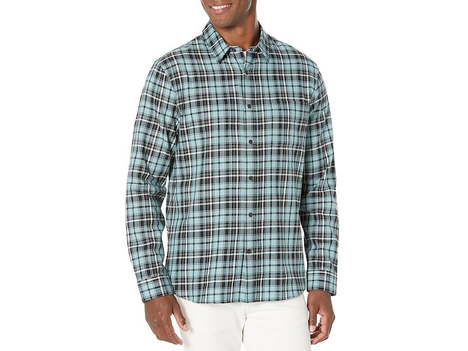 Vince Berkeley Plaid Long Sleeve (Teal Shore) Men's Clothing Product Image