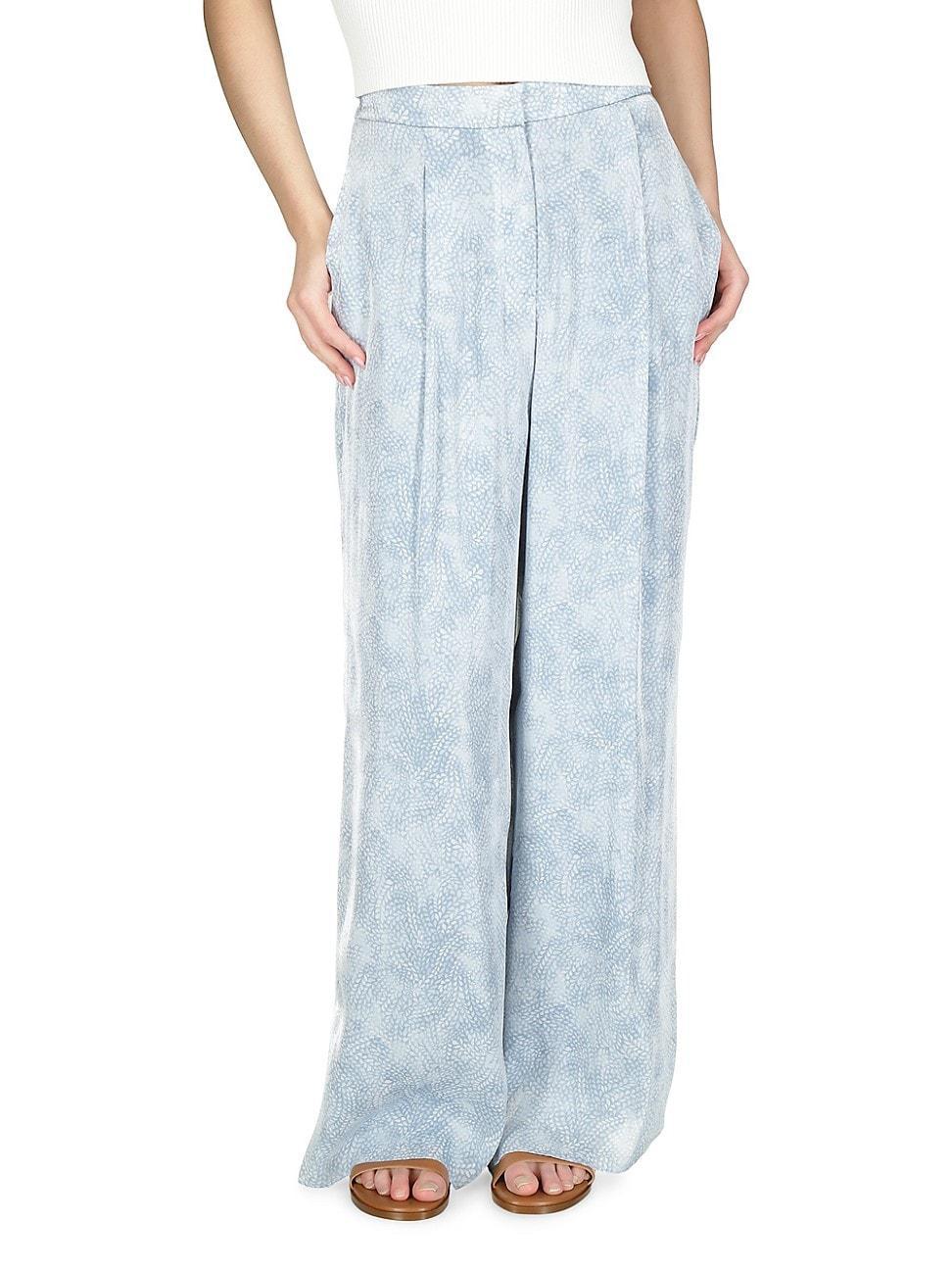 Womens Petal-Print Wide-Leg Pants Product Image