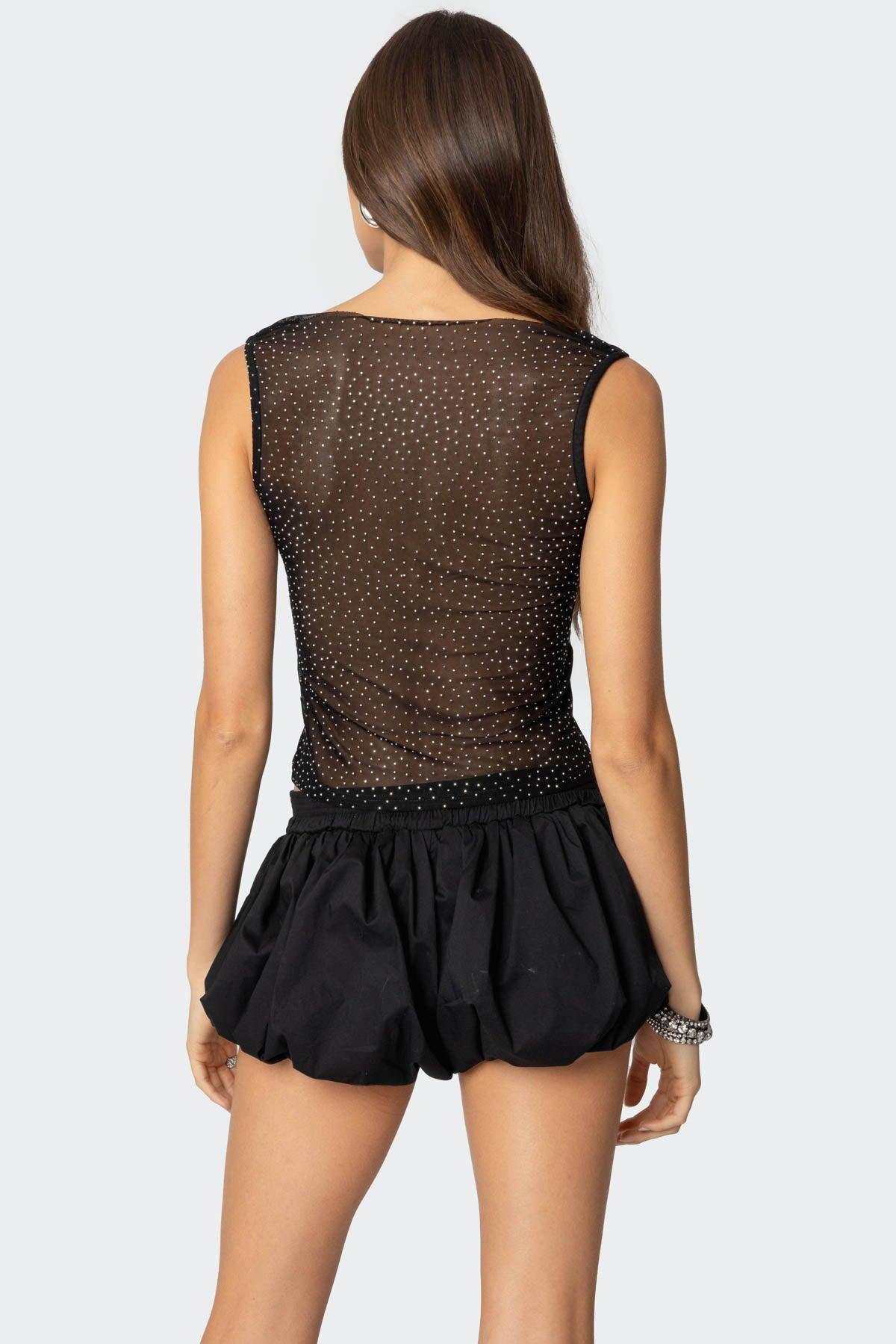 Rhinestone Sheer Mesh Top Product Image