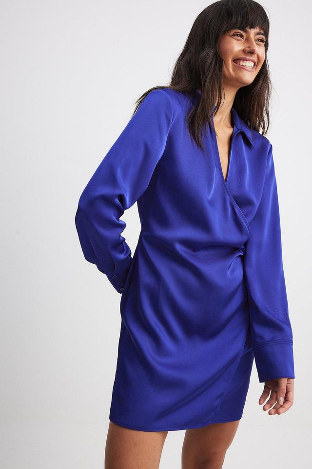 Wrap Satin Mini Shirt Dress Product Image