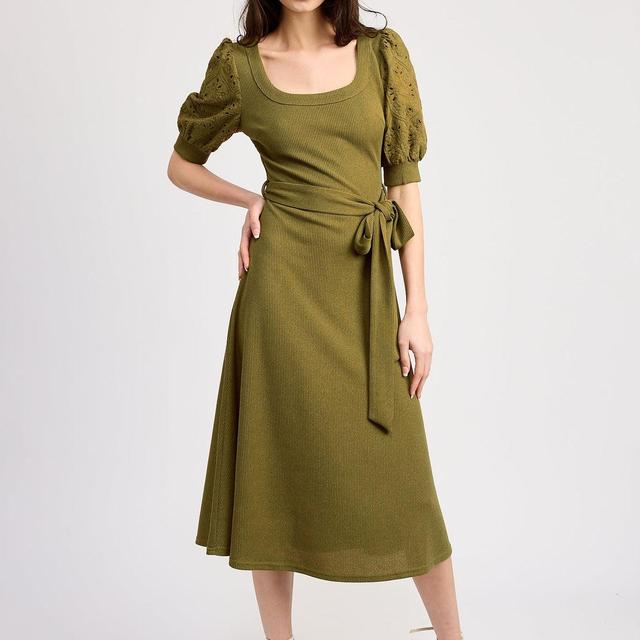 Broderie Puff Sleeve Midi Dress Product Image