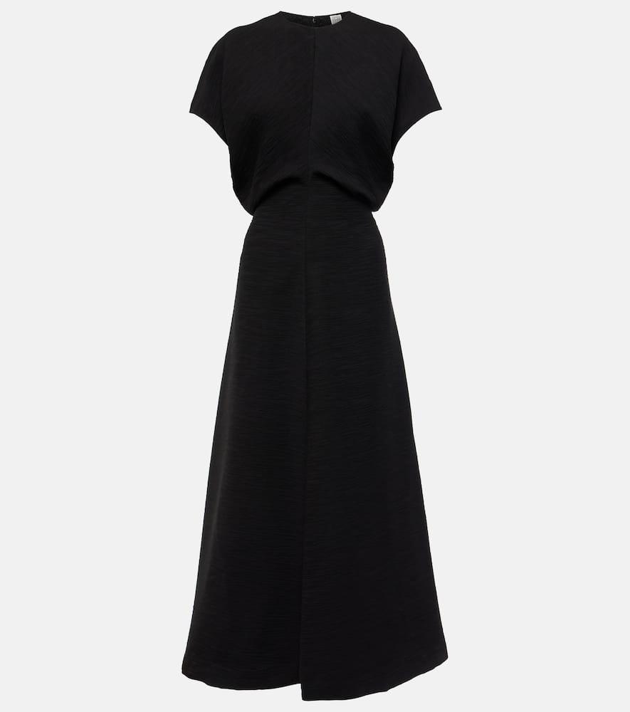 TOTÊME Slouch Waist Satin Midi Dress In Black Product Image