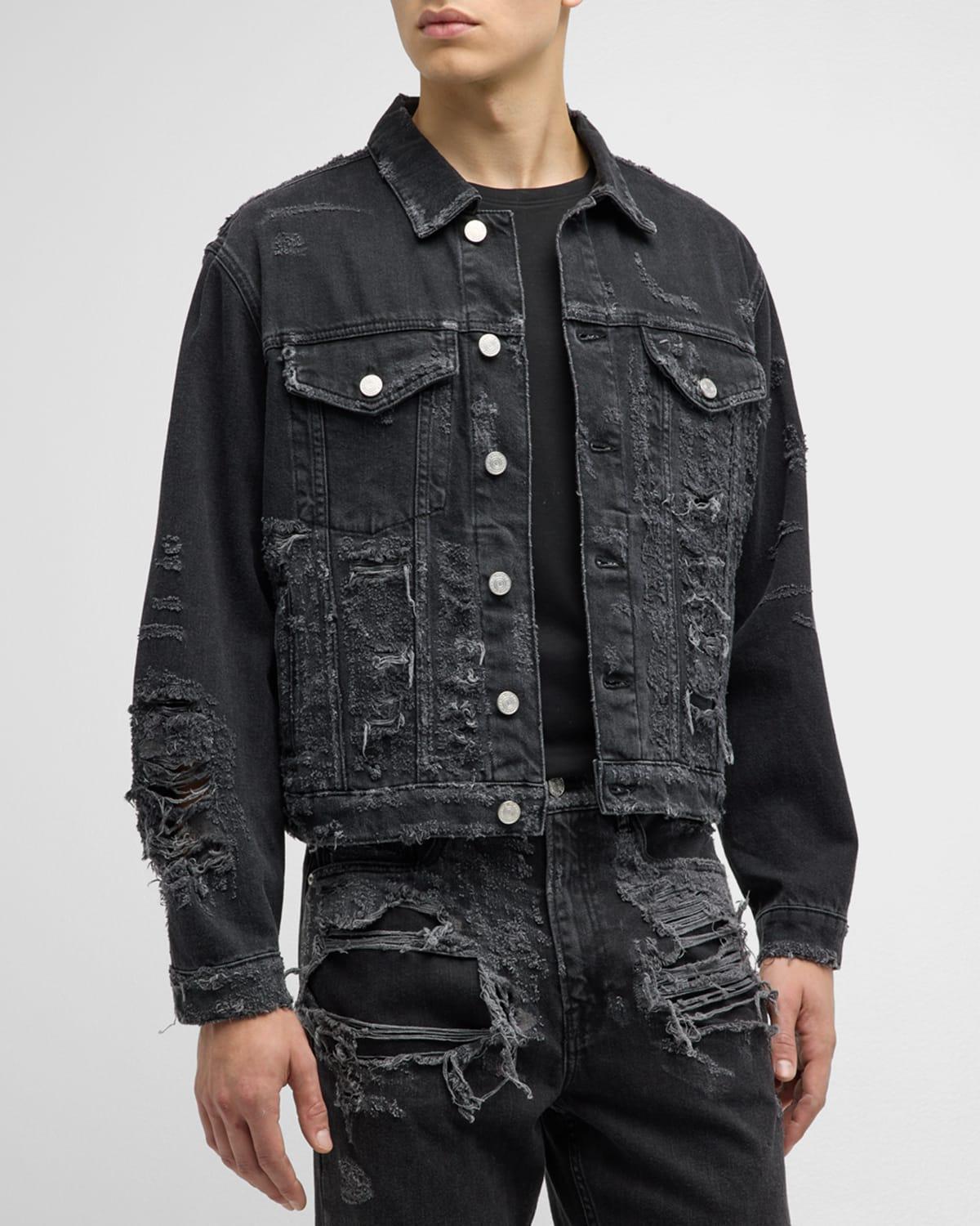 FRAME Shredded Denim Trucker Jacket Product Image