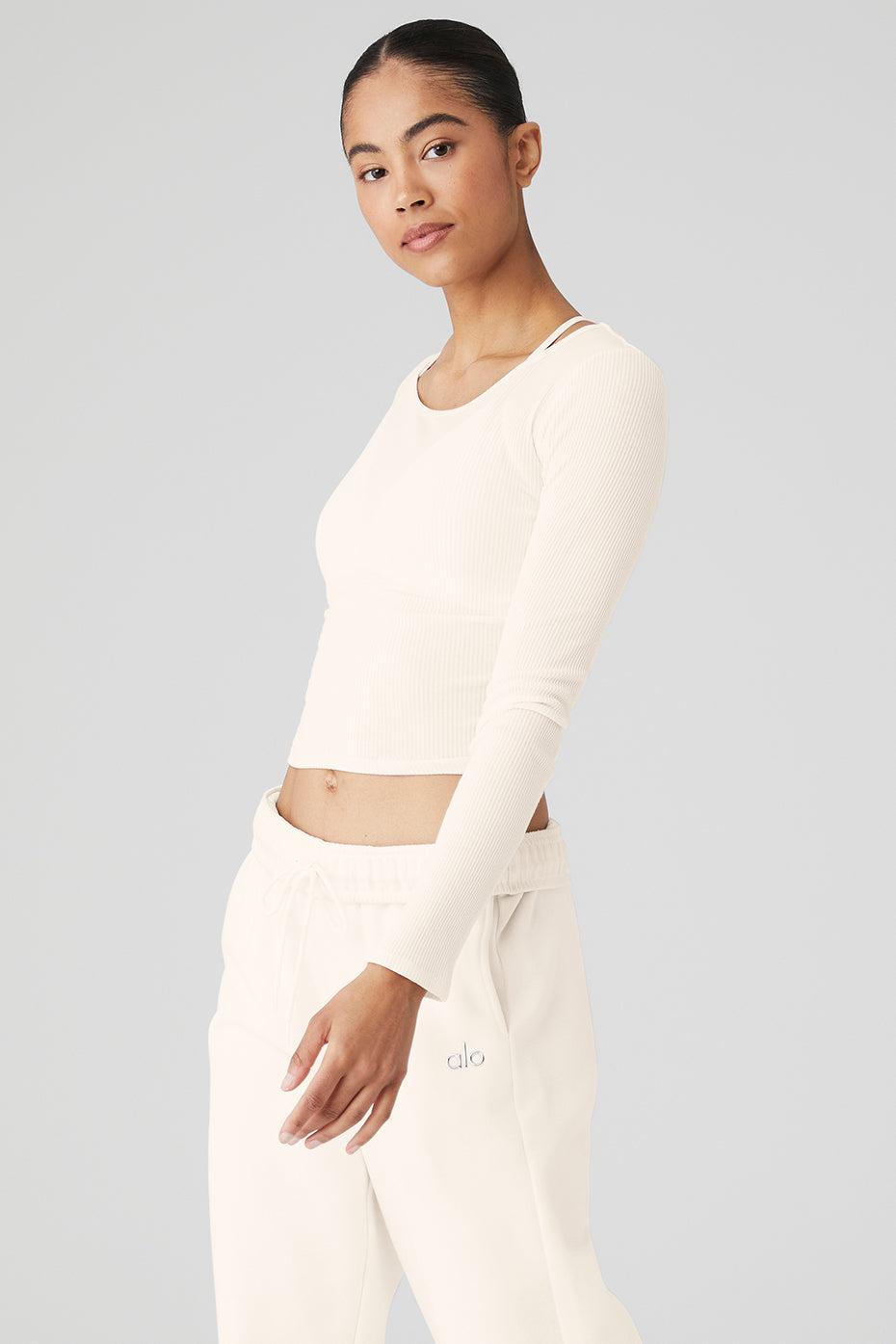 Alo Gather Long Sleeve Rib Crop Top Product Image