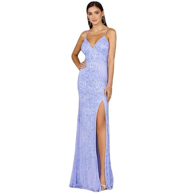 Lara Womens Body Con V-Neck Beaded Gown Product Image