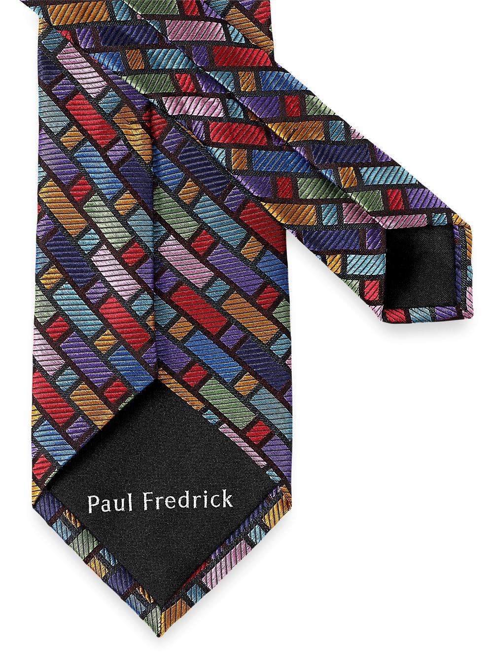 Geometric Woven Silk Tie - Multi Product Image