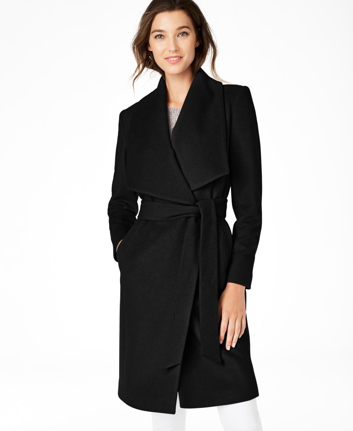 Cole Haan 39 Slick Wool Wrap Coat with Exaggerated Collar (Ice ) Women's Clothing Product Image