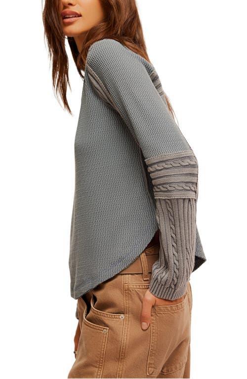 Cable Stitch Sleeve Sweater In Weathervane Combo Product Image