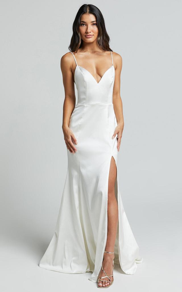 Francia Maxi Dress - Sweetheart Thigh Split Dress in White Product Image