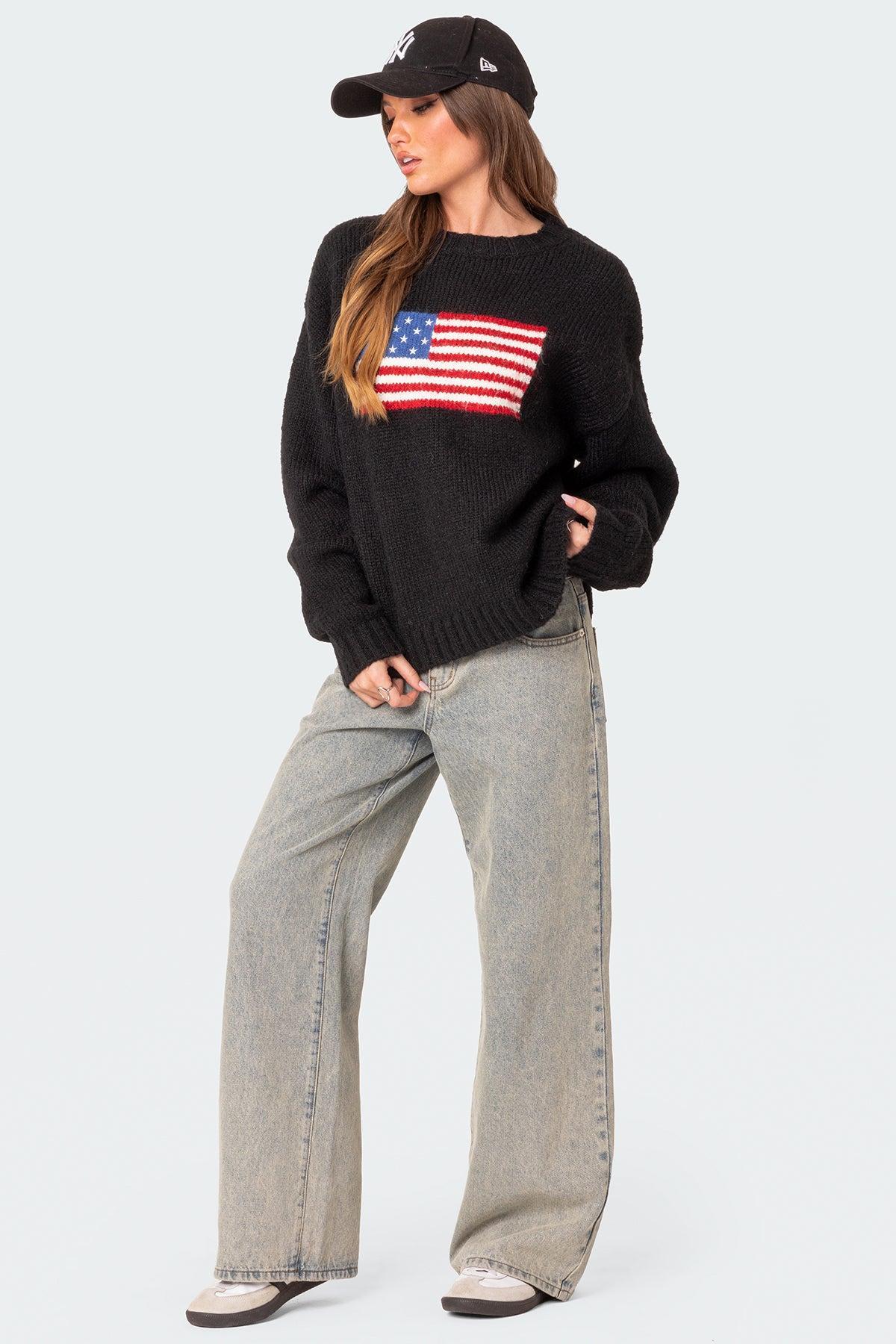 Usa Oversized Chunky Knit Sweater Product Image