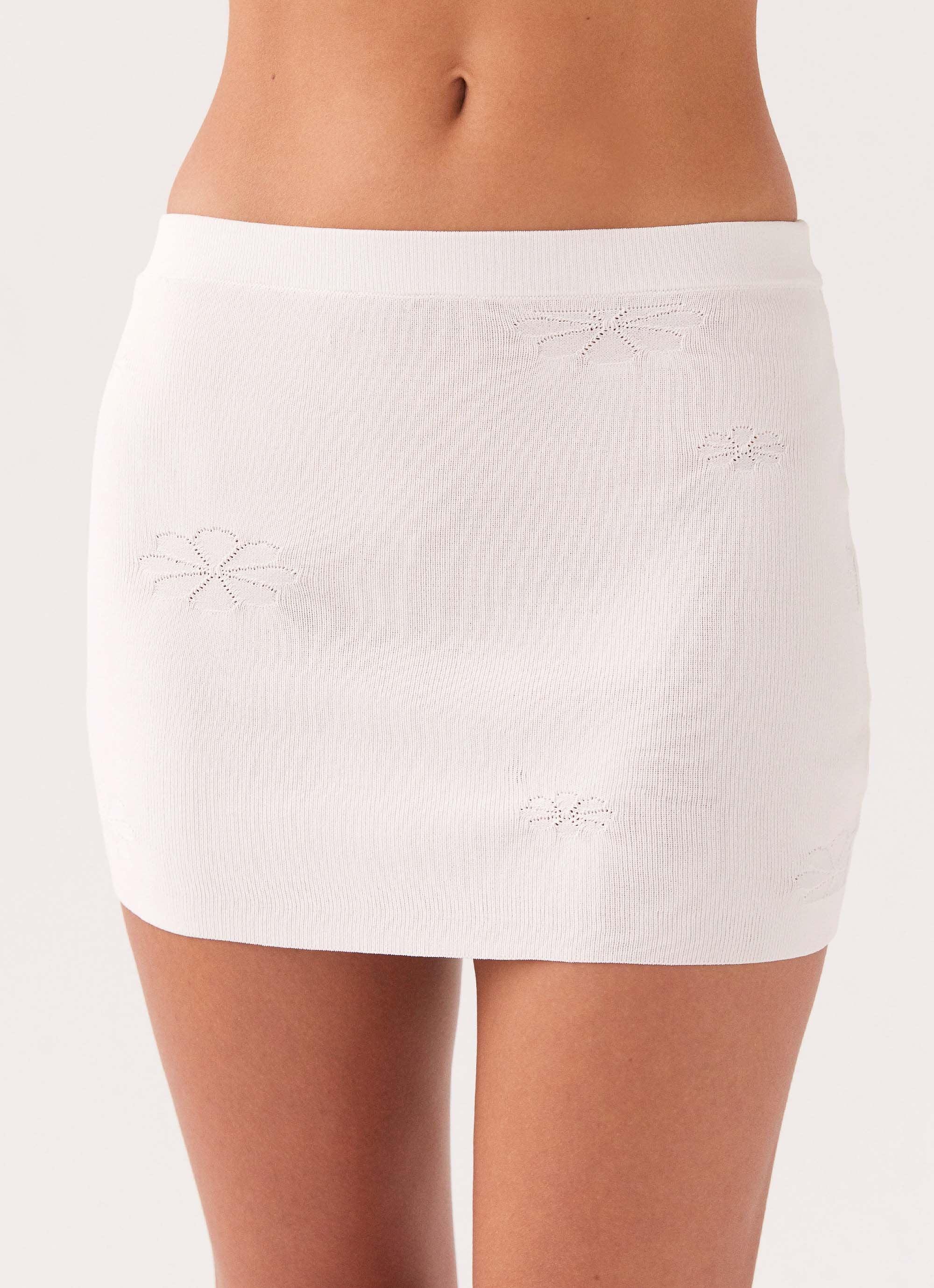 Holly Knit Mini Skirt - White Product Image