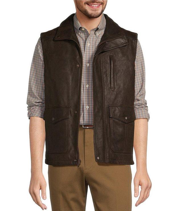 Roundtree & Yorke Leather Vest With Stand Collar Product Image