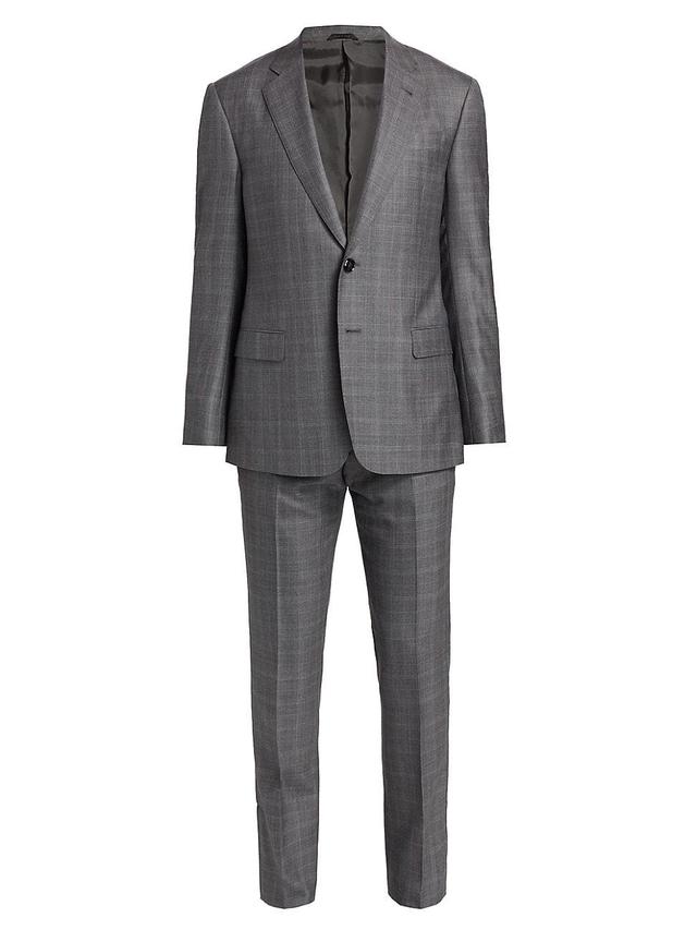 Mens Plaid Wool-Blend Single-Breasted Suit Product Image