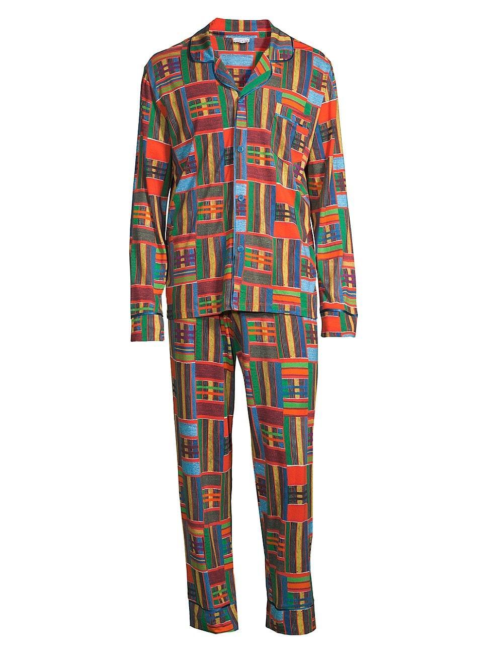 Mens Bella MP Geometric Long-Sleeve Shirt & Pants Pajama Set Product Image