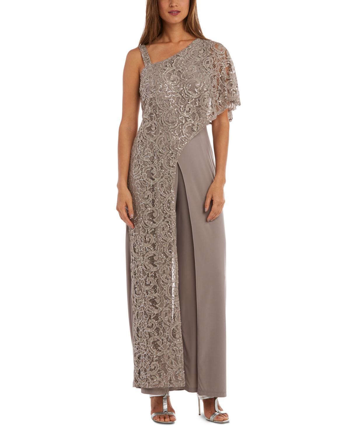 R & M Richards One-Shoulder Lace Jumpsuit Product Image