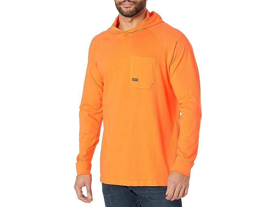 Ariat Rebar Cotton Strong Hooded T-Shirt (Bright Orange) Men's Clothing Product Image