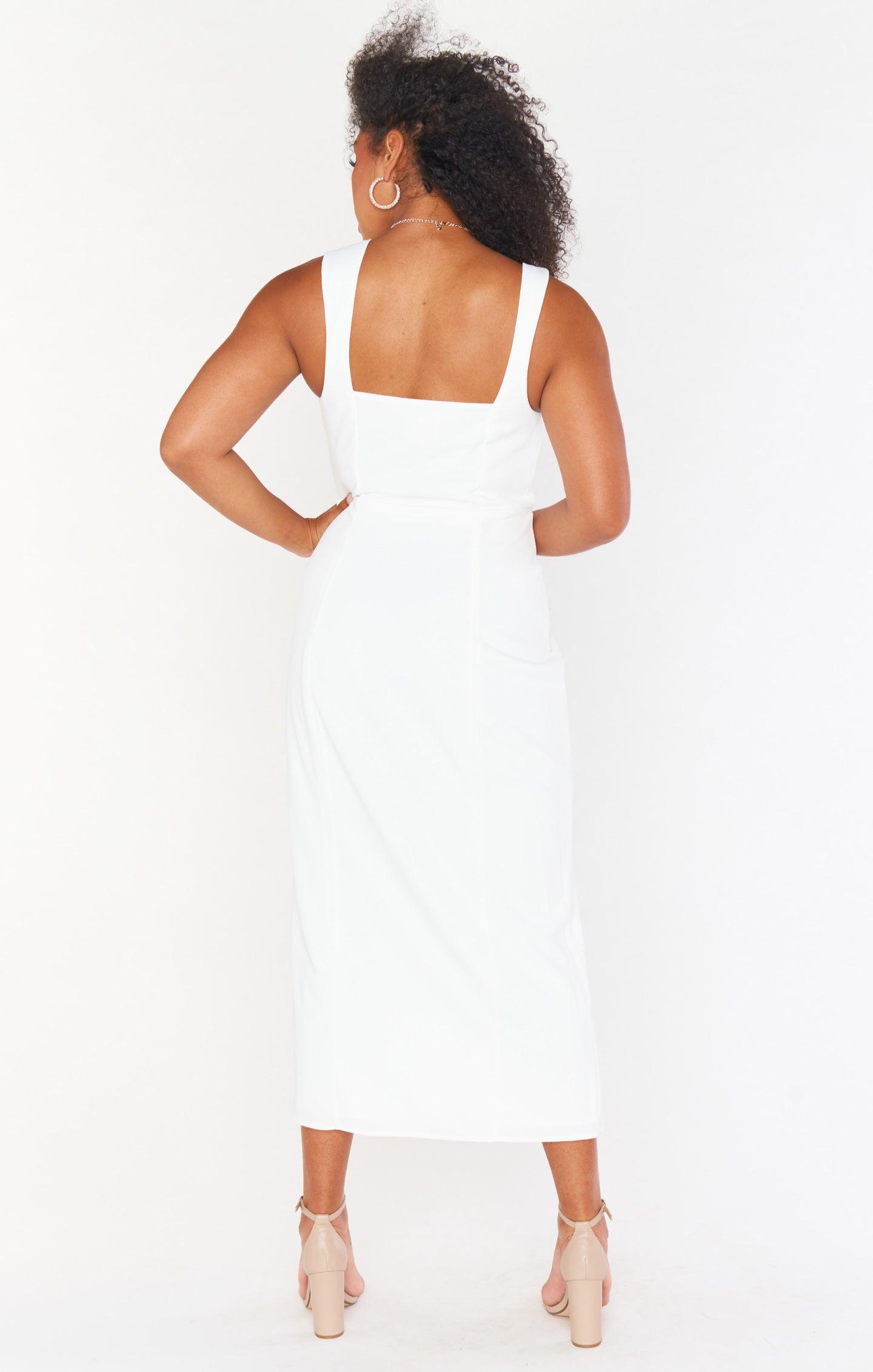 Eden Midi Dress ~ White Stretch Product Image