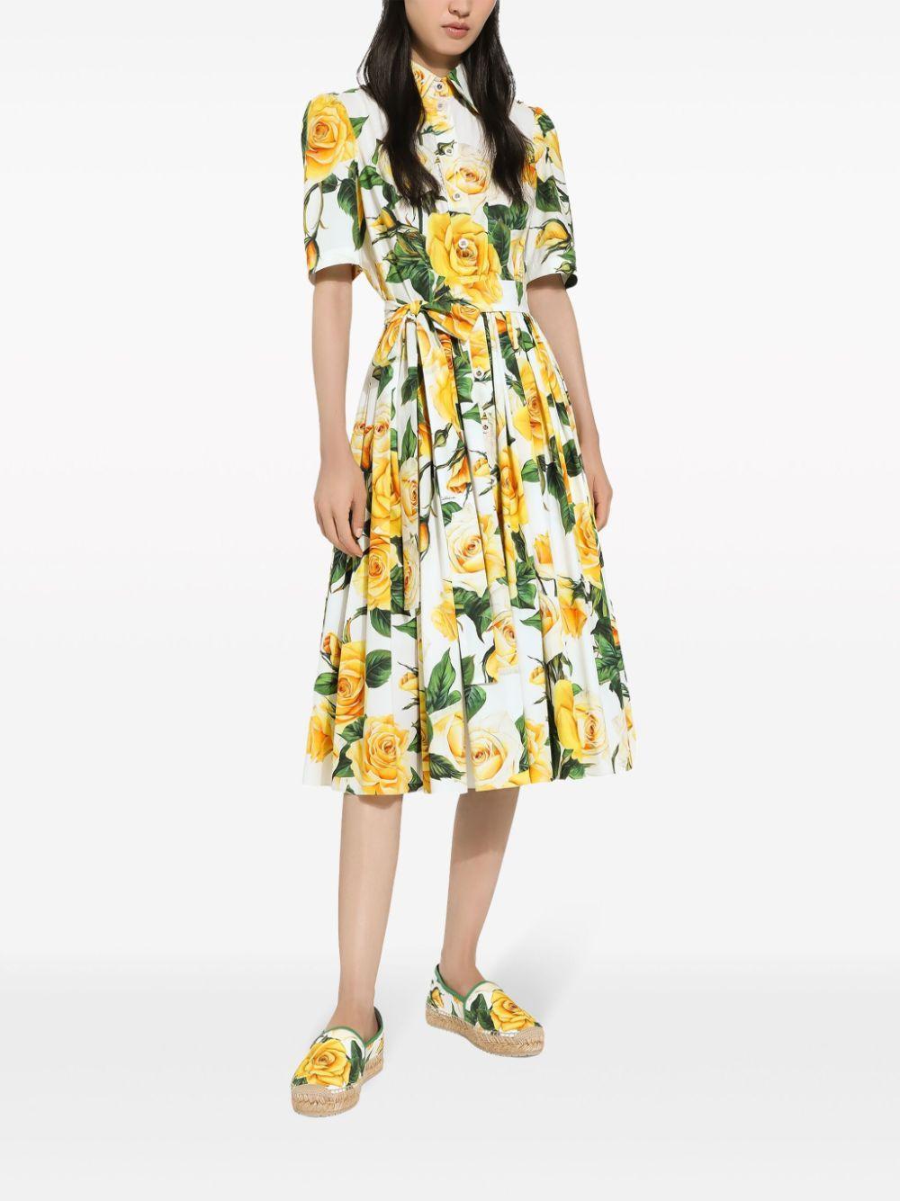 rose-print cotton midi-dress Product Image