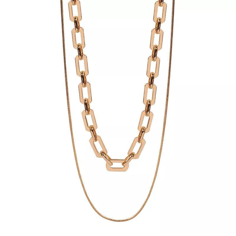 Emberly Gold Tone 2 Row Chain Necklace, Womens, None Product Image