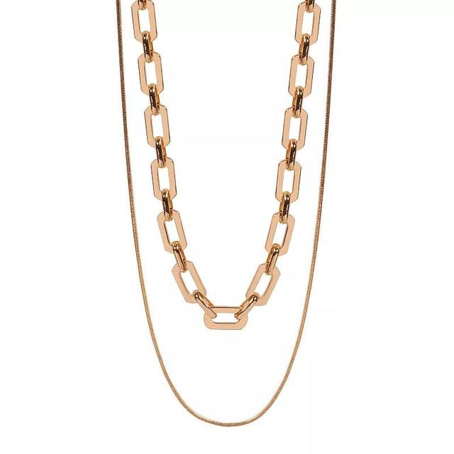 Emberly Gold Tone 2 Row Chain Necklace, Womens Product Image