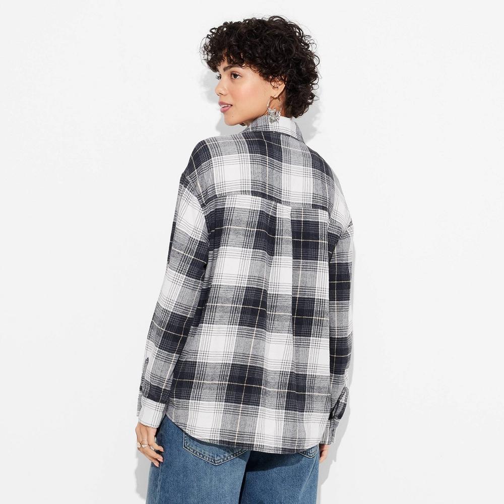 Women's Long Sleeve Oversized Flannel Button-Down Shirt - Wild Fable™ Product Image