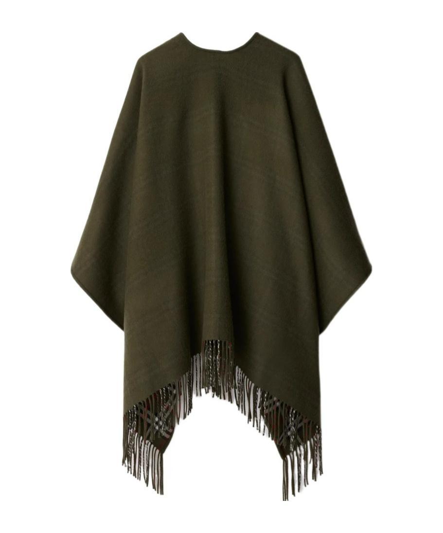 BURBERRY Reversible Check Wool Cape In Green Product Image