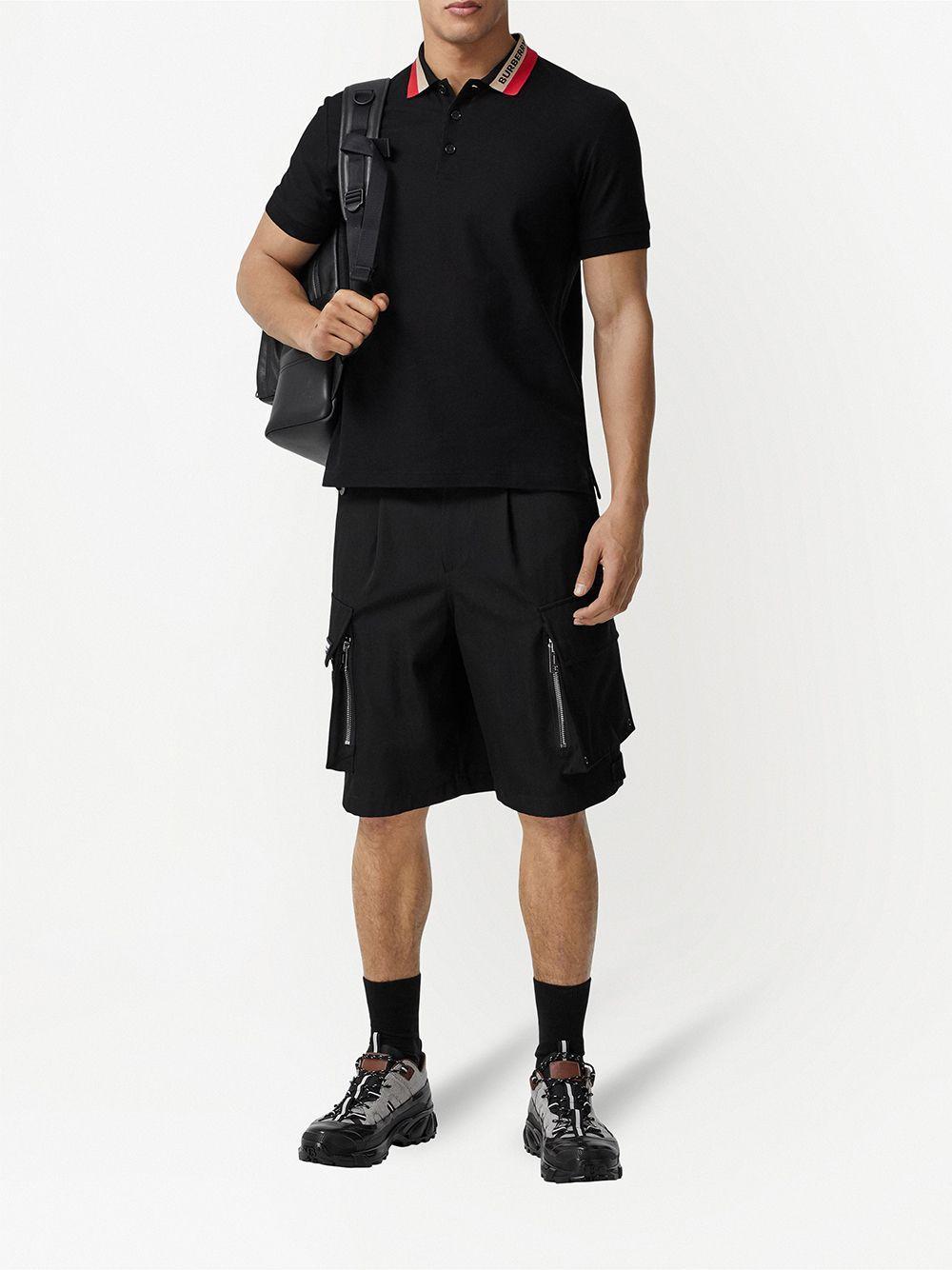 Contrast-collar Short-sleeve Polo Shirt In Black Product Image