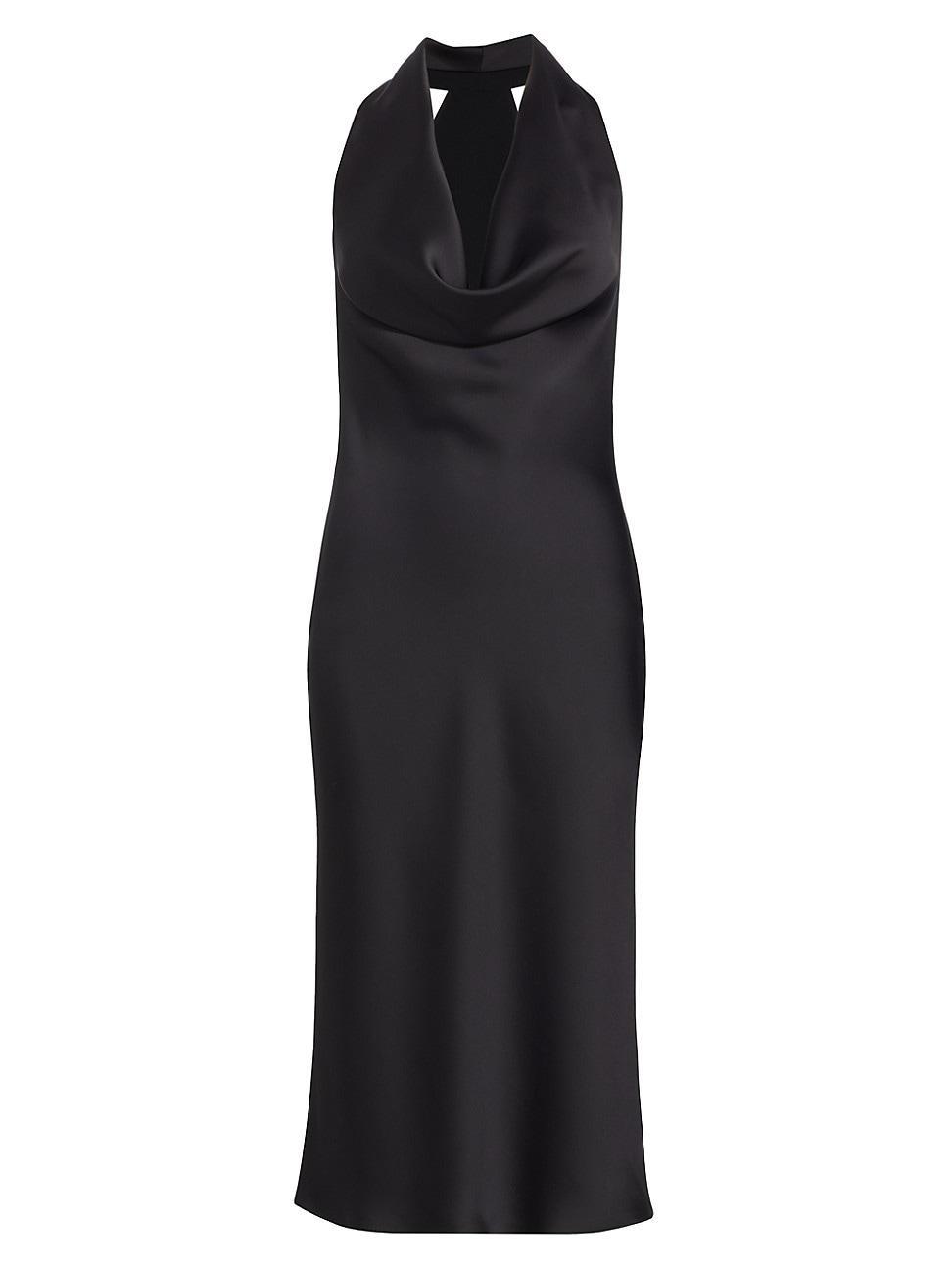 Womens Satin Cowlneck Midi-Dress Product Image