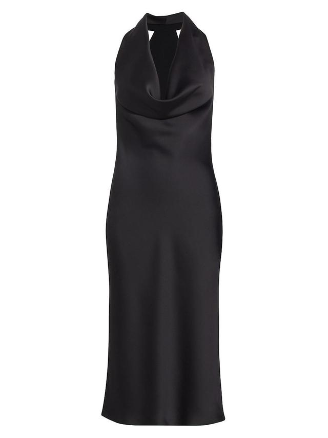 Womens Satin Cowlneck Midi-Dress Product Image