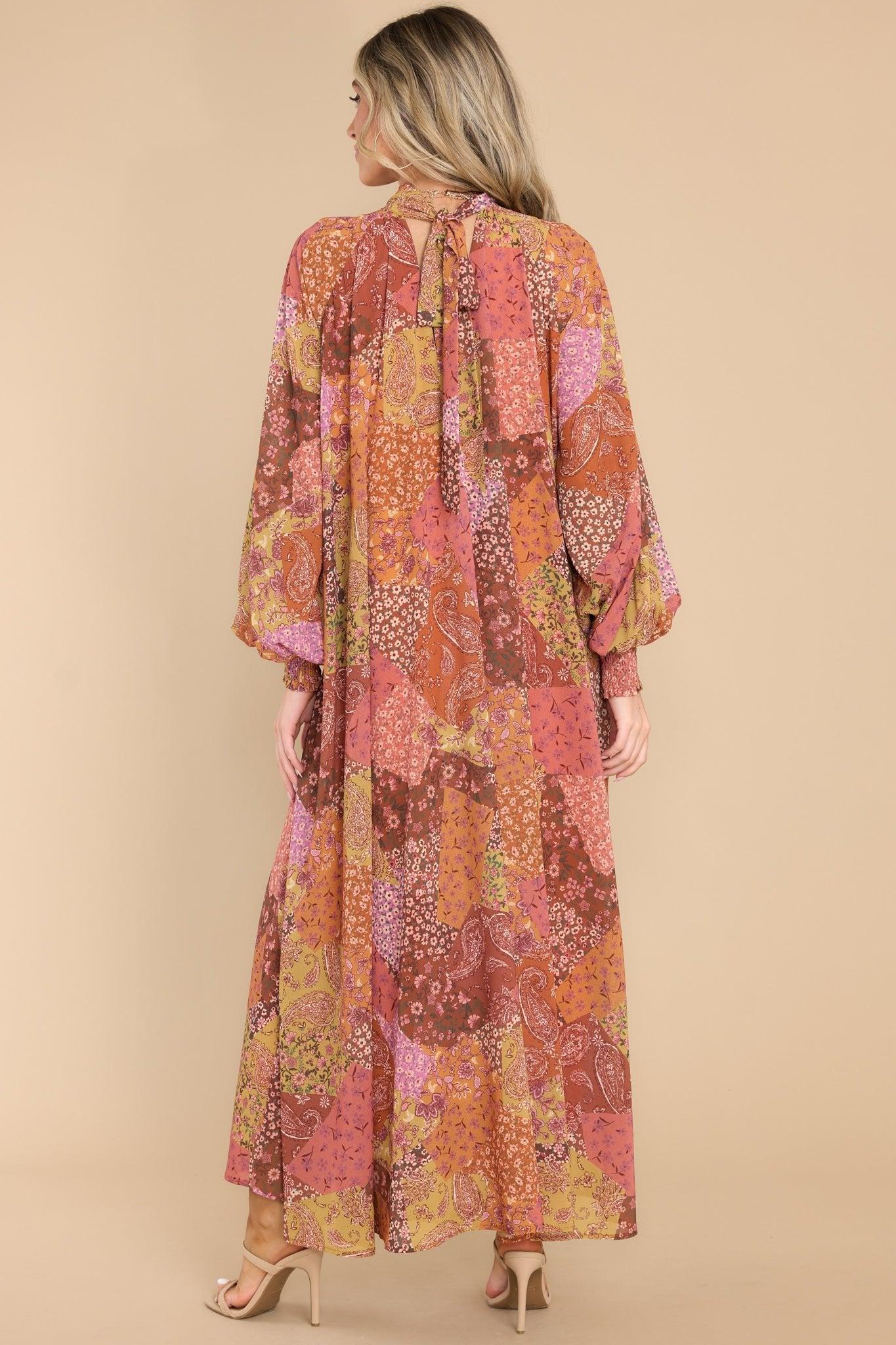 Aura Thankful For You Orange Multi Print Maxi Dress Product Image