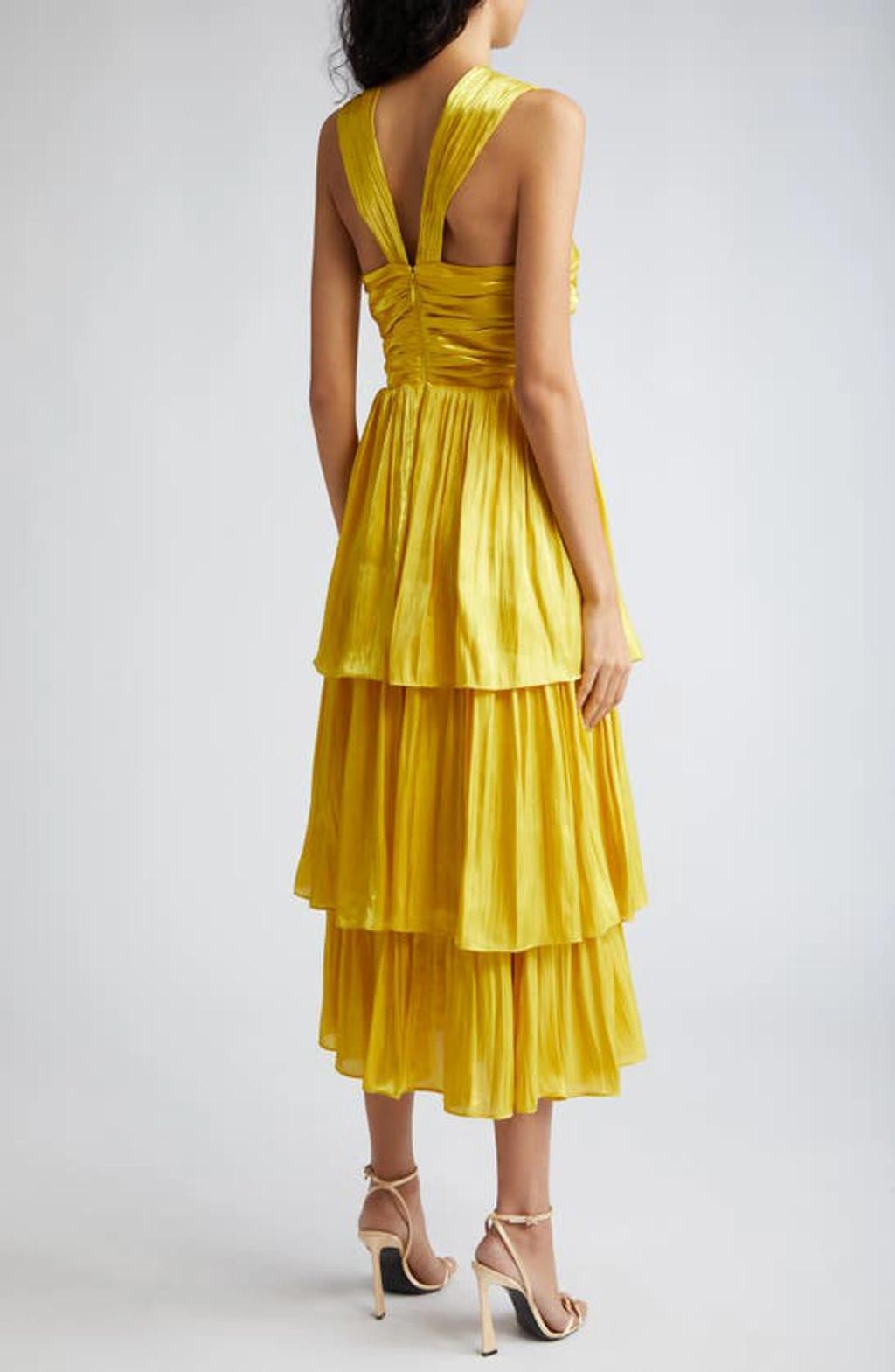 Malia Silk Midi Dress In Vivid Willow Product Image