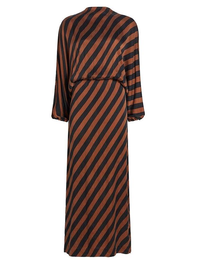 Womens Enclosed Stripe Blouson Maxi Dress Product Image