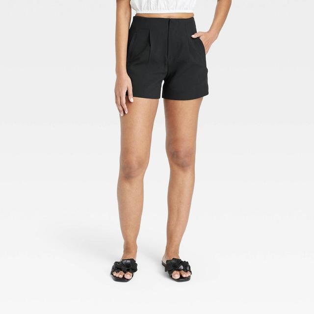 Womens High-Rise Tailored Shorts - A New Day Black 10 Product Image