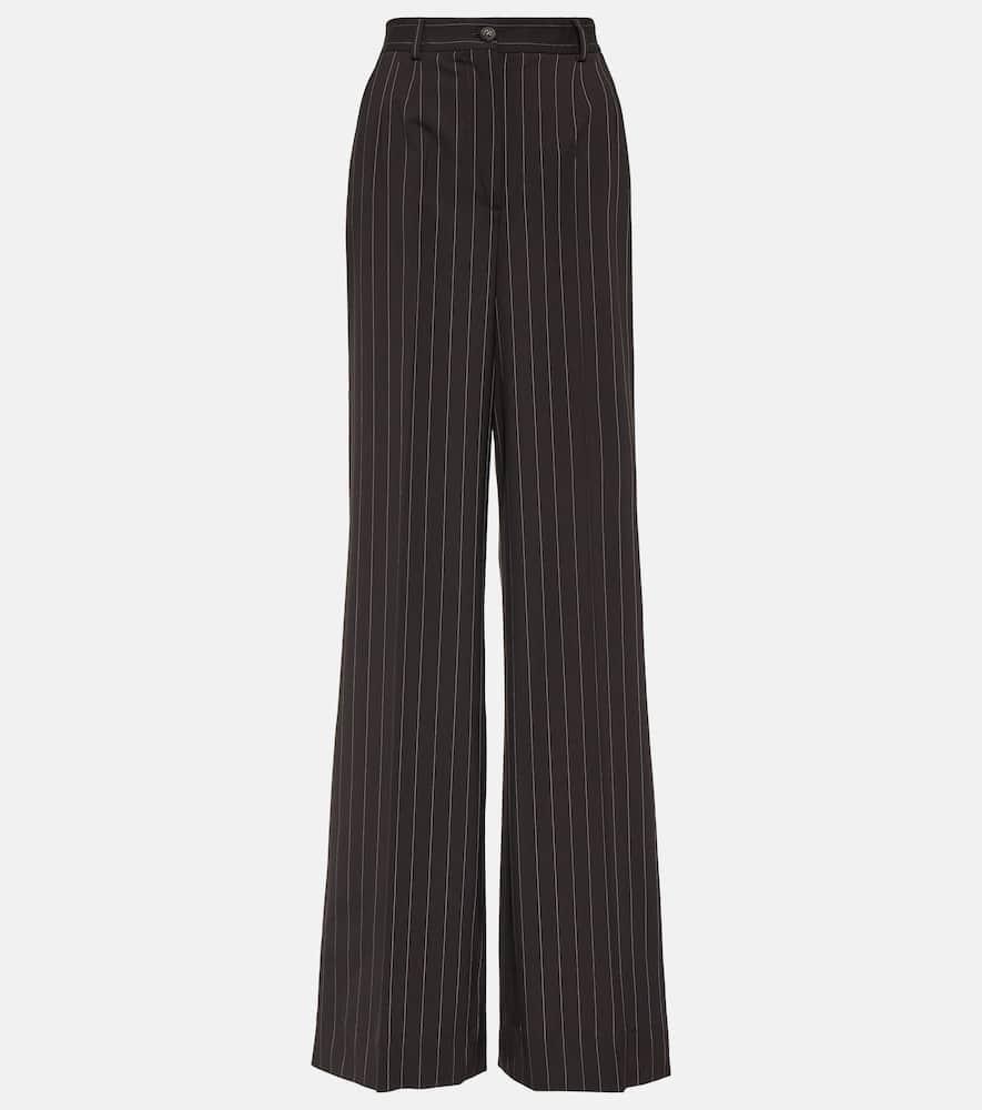 DOLCE & GABBANA Pinstripe High-rise Wool Wide-leg Pants In Black product image