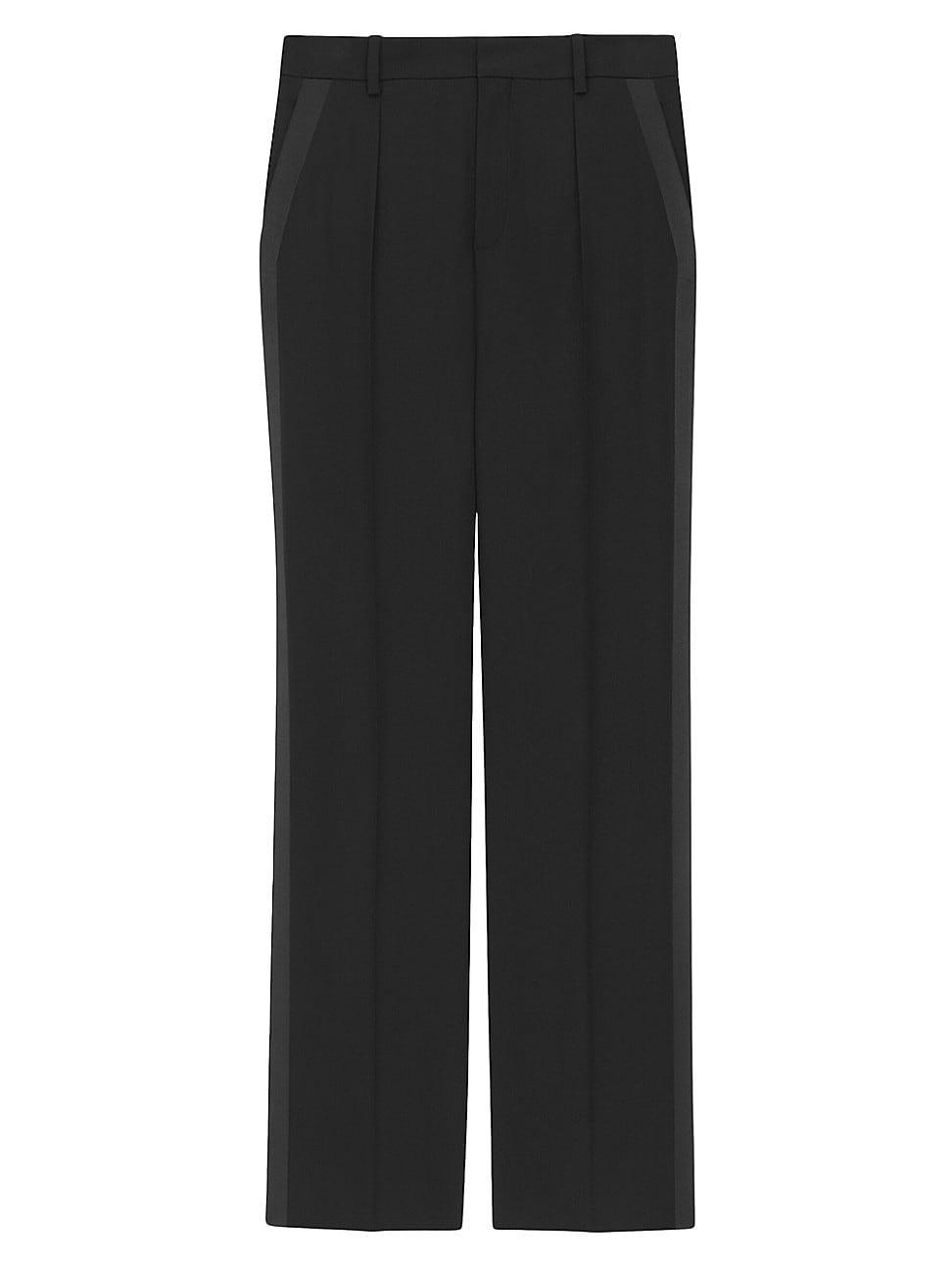 Womens High-waisted Tuxedo Pants In Grain De Poudre - Nero - Size 4 - Nero - Size 4 Product Image