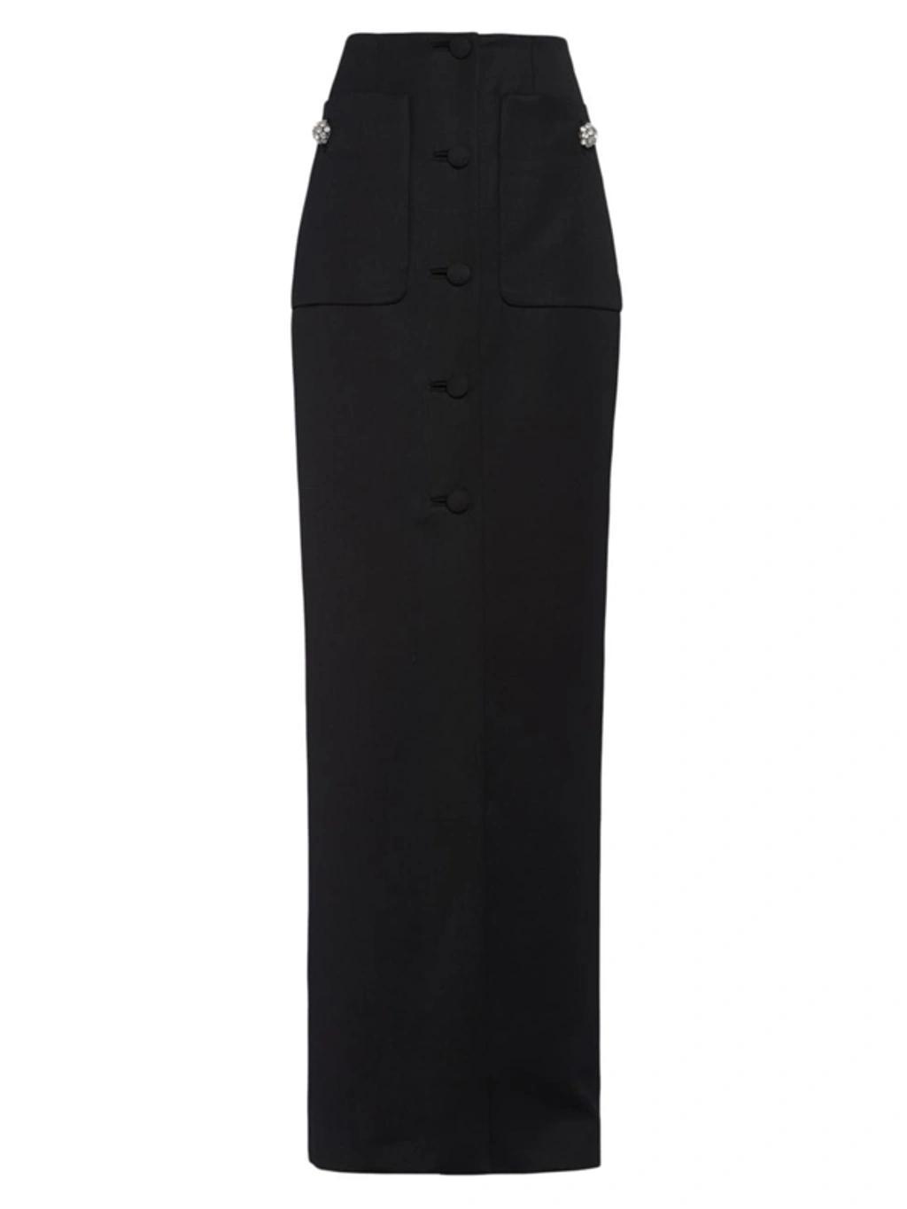 Long Wool Satin Skirt In Black product image