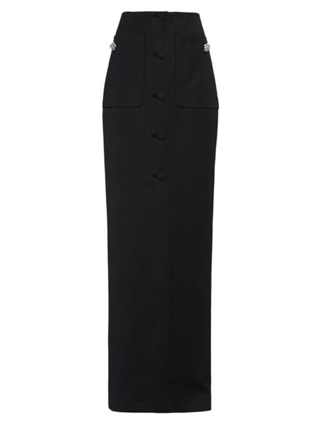 Long Wool Satin Skirt In Black Product Image