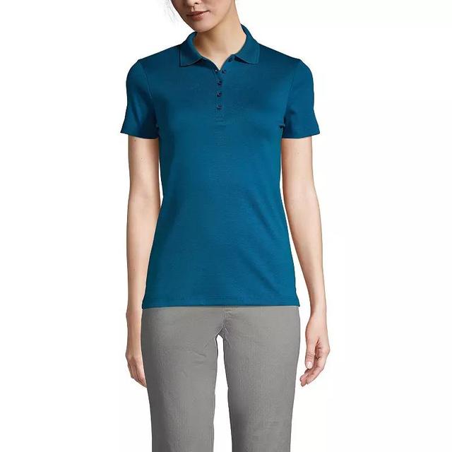 Womens Lands End Supima Cotton Polo Shirt Baltic Blue Product Image