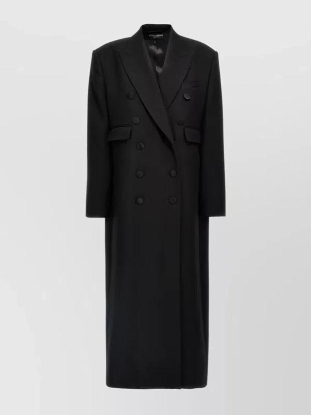 DOLCE & GABBANA Wool Gabardine Double-breasted Coat In Black Product Image