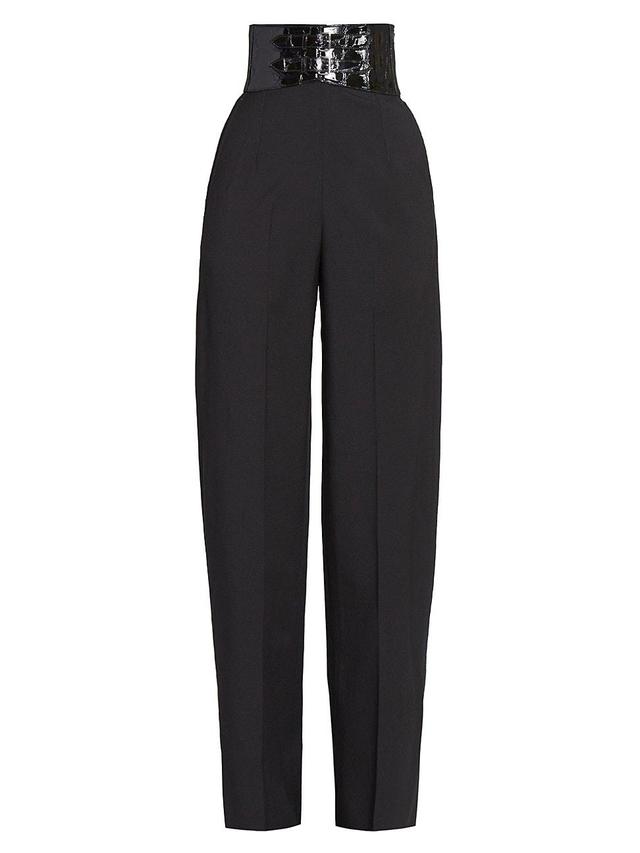 Womens Wool Belted Straight-Leg Pants Product Image