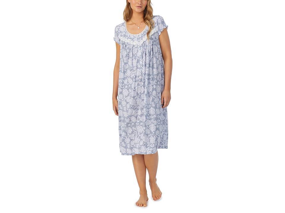 Eileen West Knit Floral Print Cap Sleeve Round Neck Waltz Nightgown Product Image